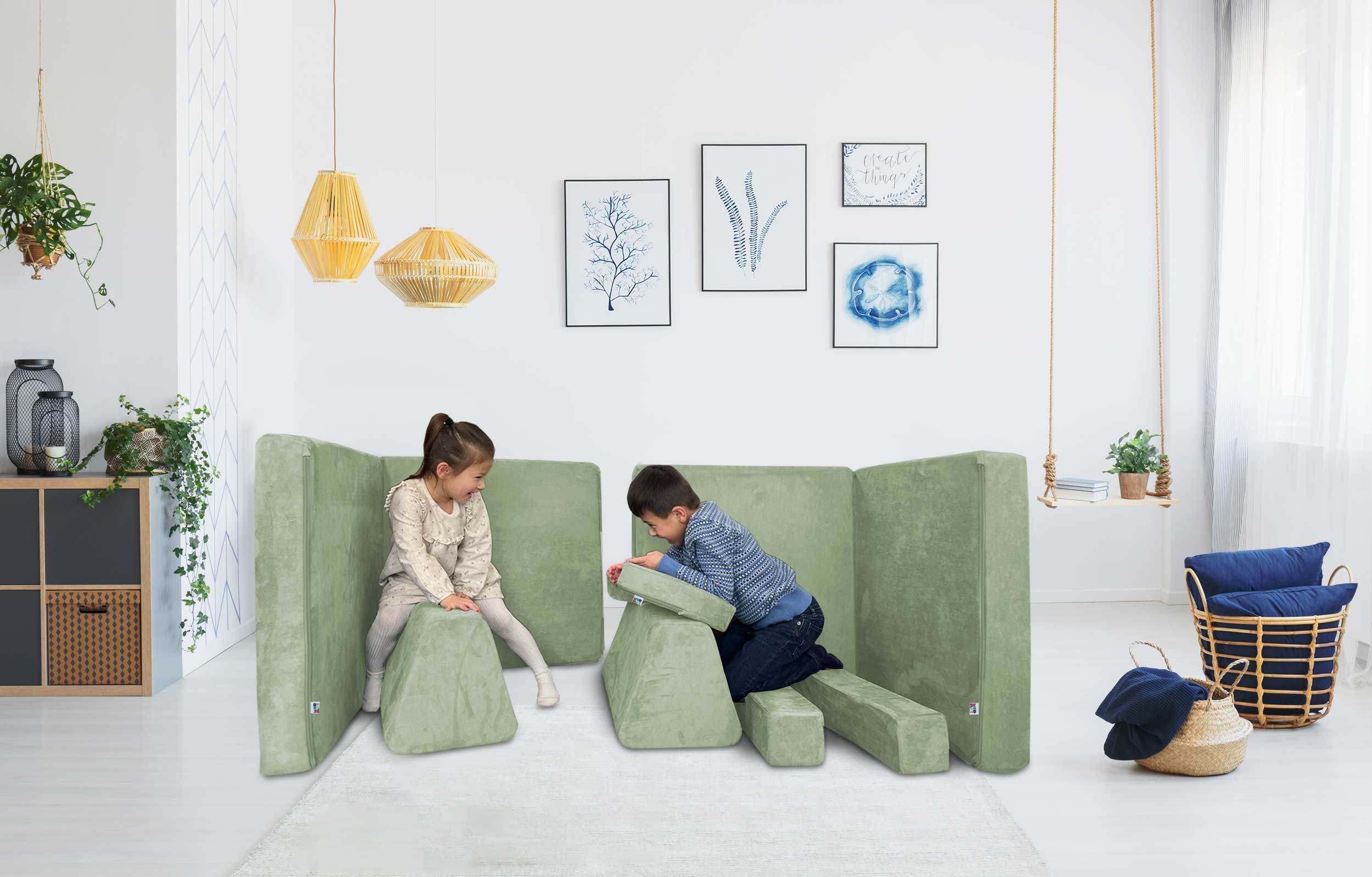 10 Piece Soft Modular Microsuede Foam Kids Play Couch - Image 13