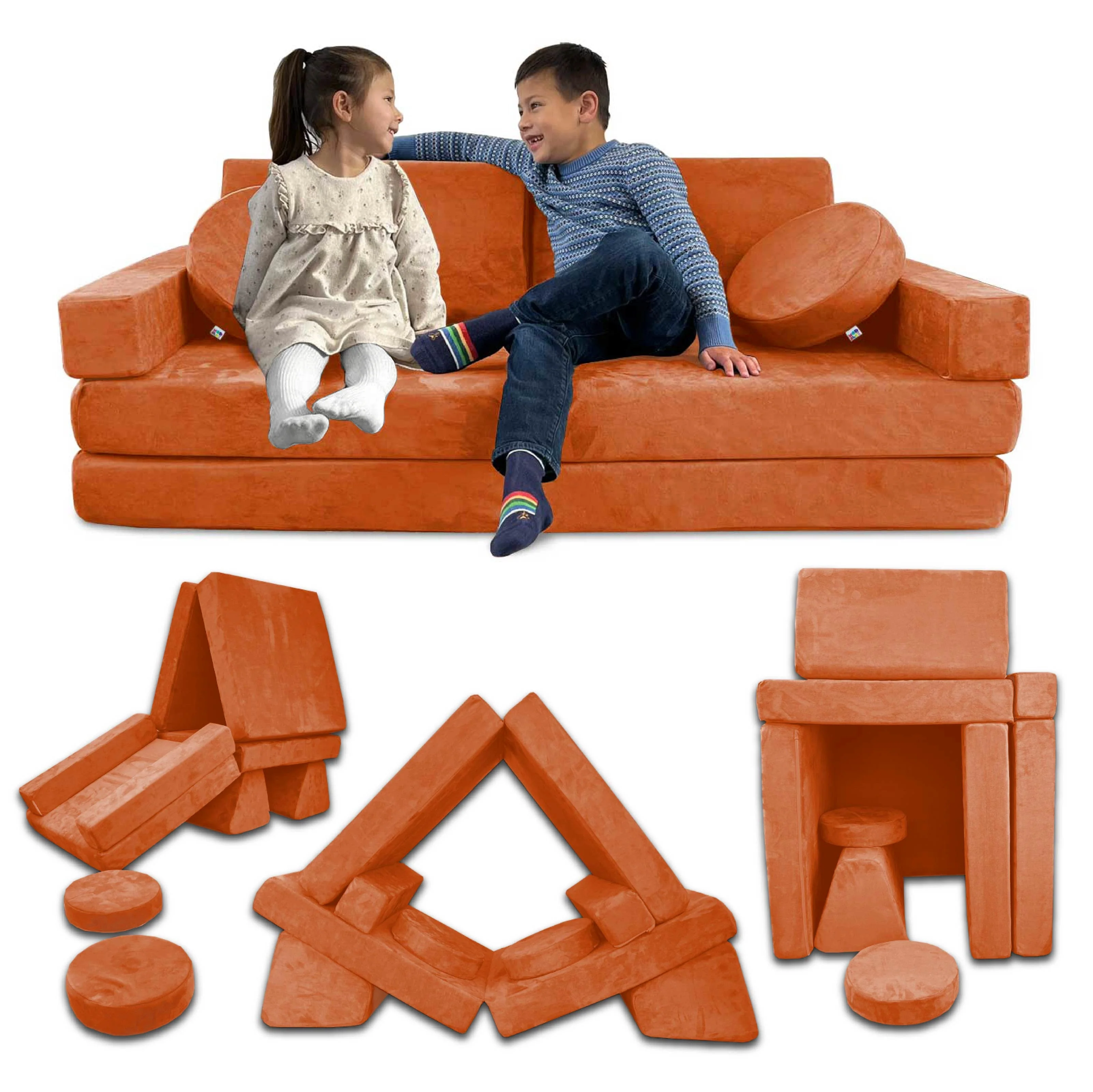10 Piece Soft Modular Microsuede Foam Kids Play Couch - Image 16