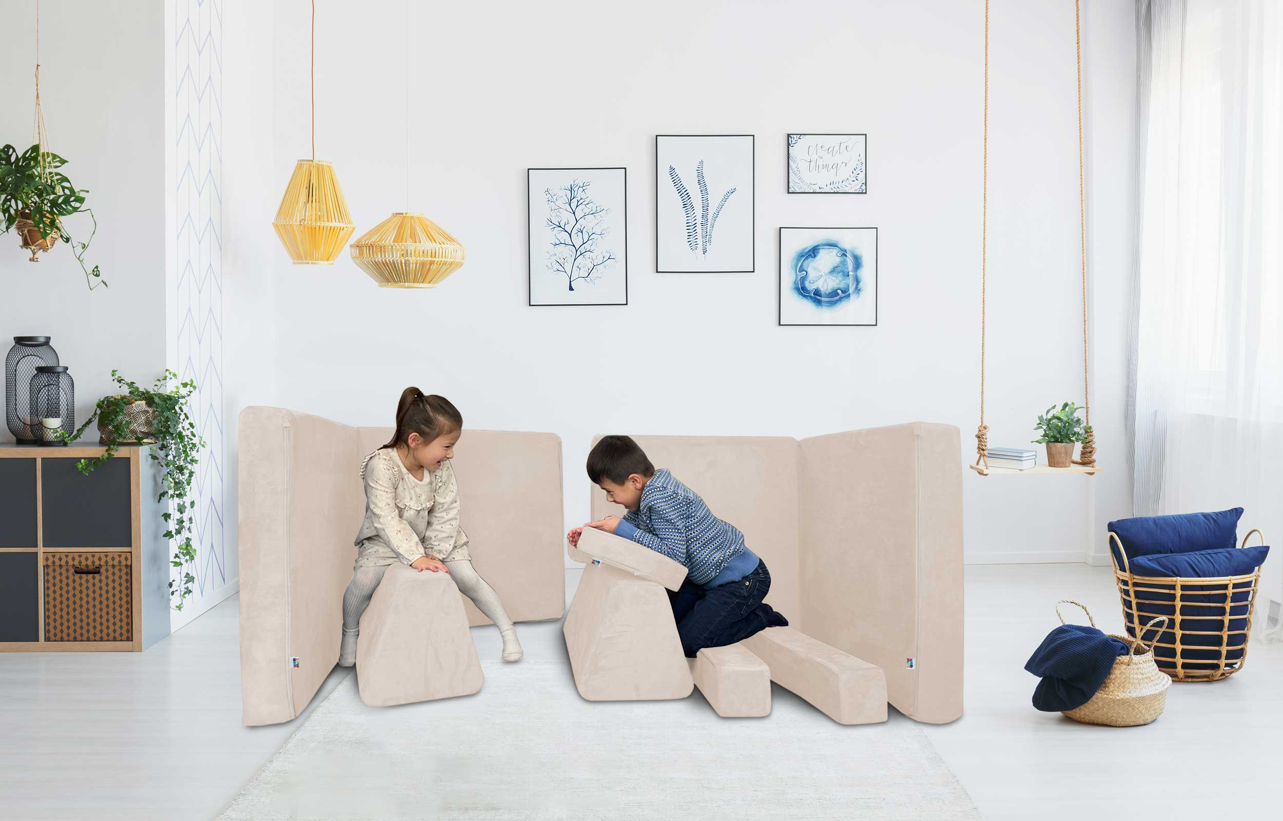 10 Piece Soft Modular Microsuede Foam Kids Play Couch - Image 24