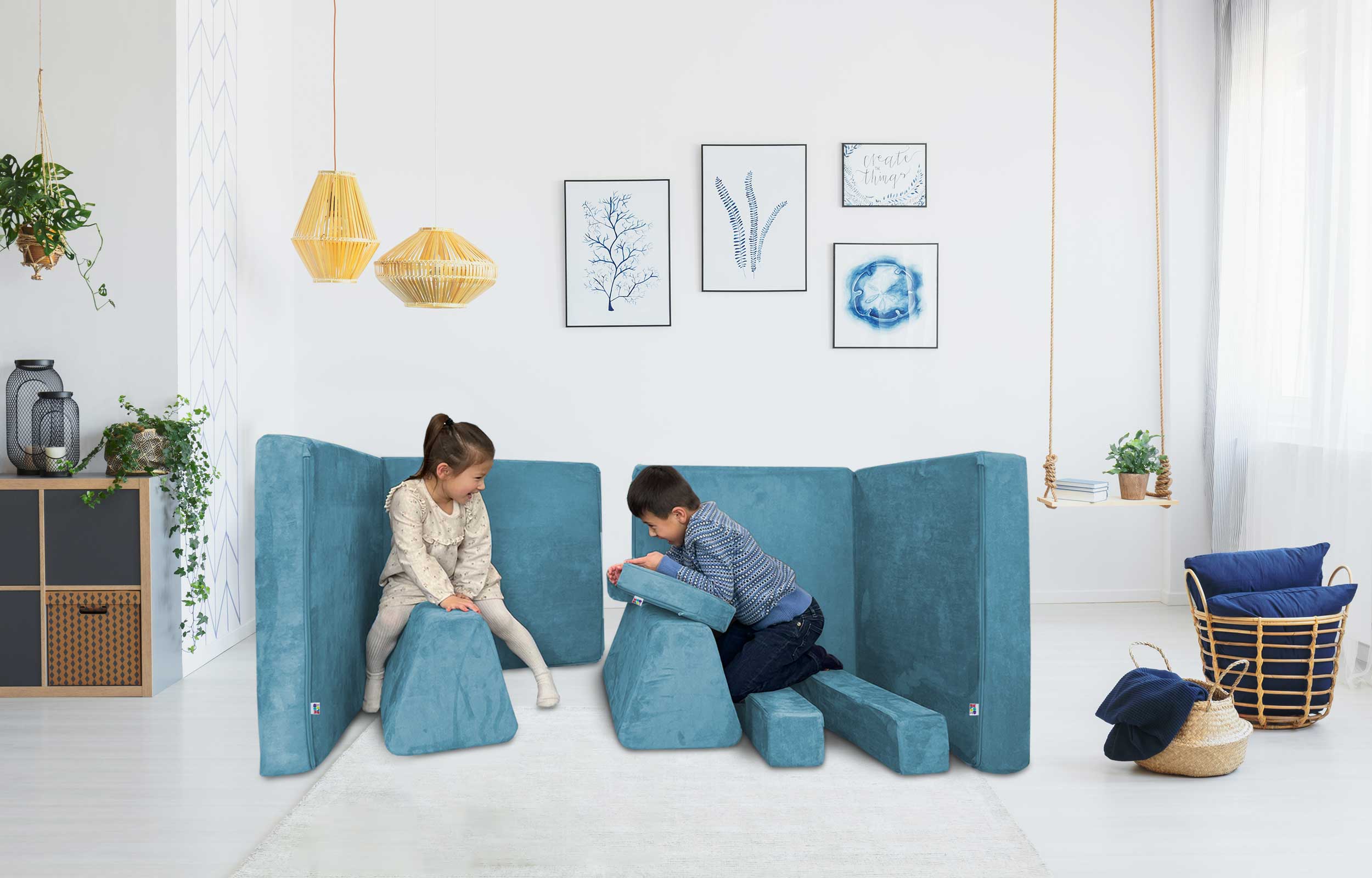 10 Piece Soft Modular Microsuede Foam Kids Play Couch - Image 36