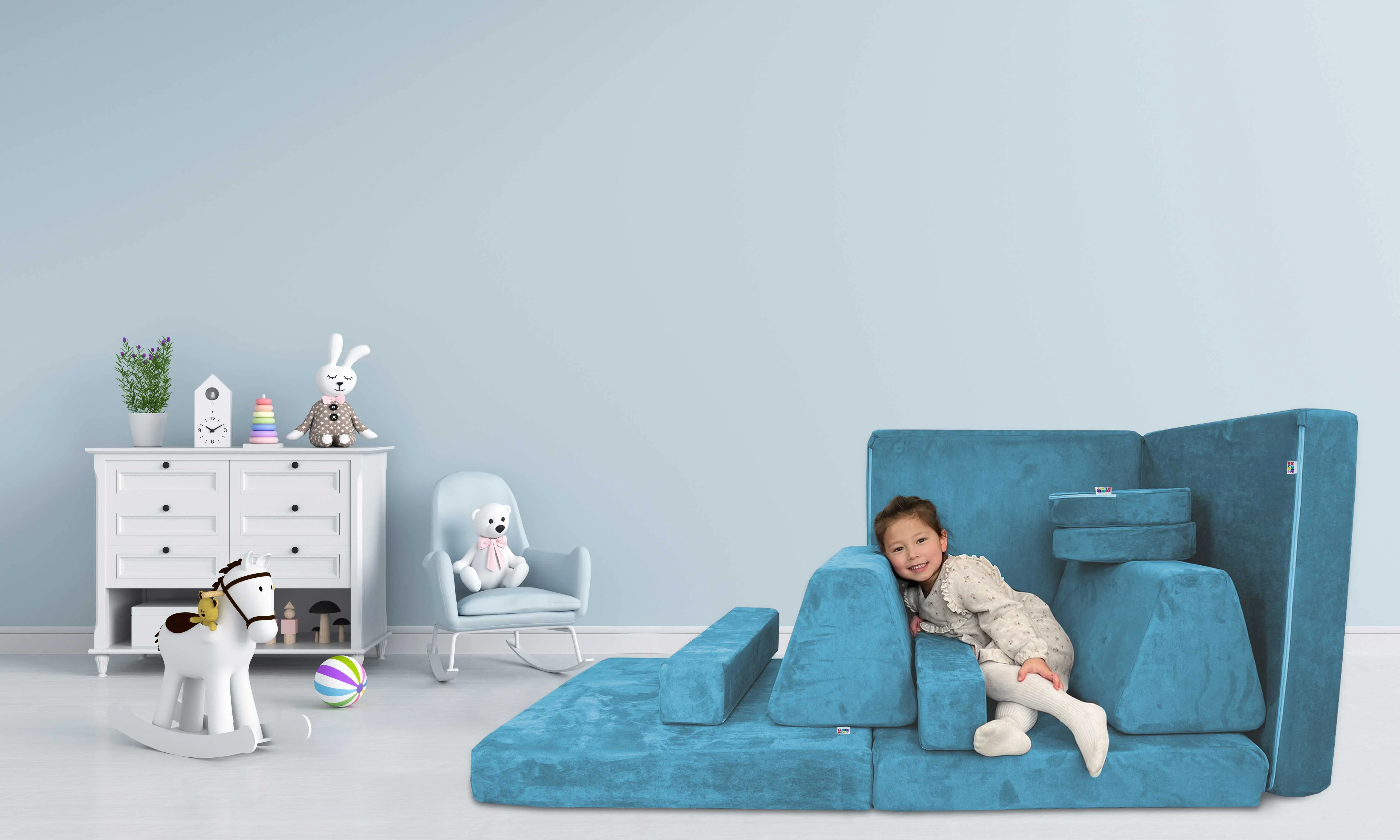 10 Piece Soft Modular Microsuede Foam Kids Play Couch - Image 37