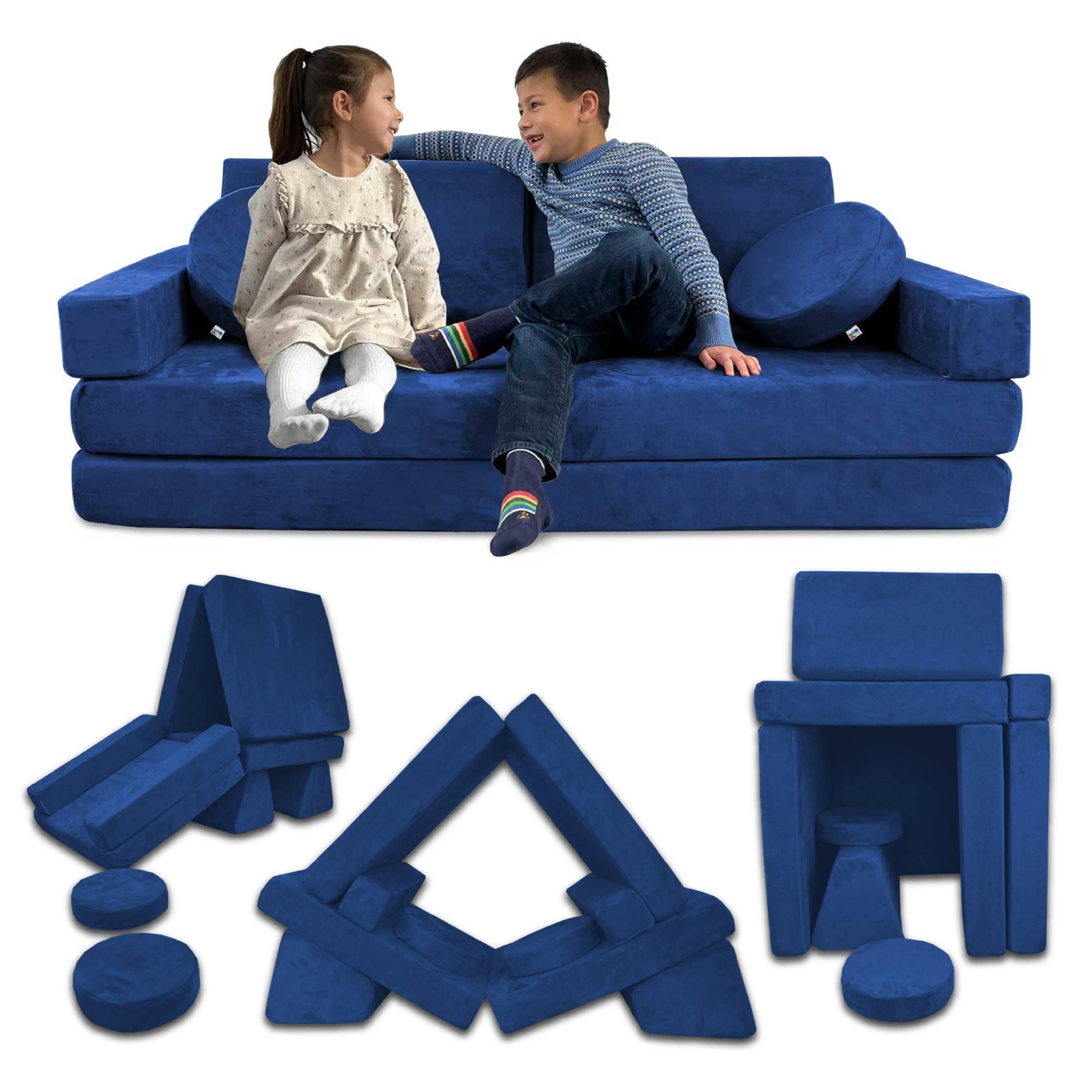 10 Piece Soft Modular Microsuede Foam Kids Play Couch - Image 45