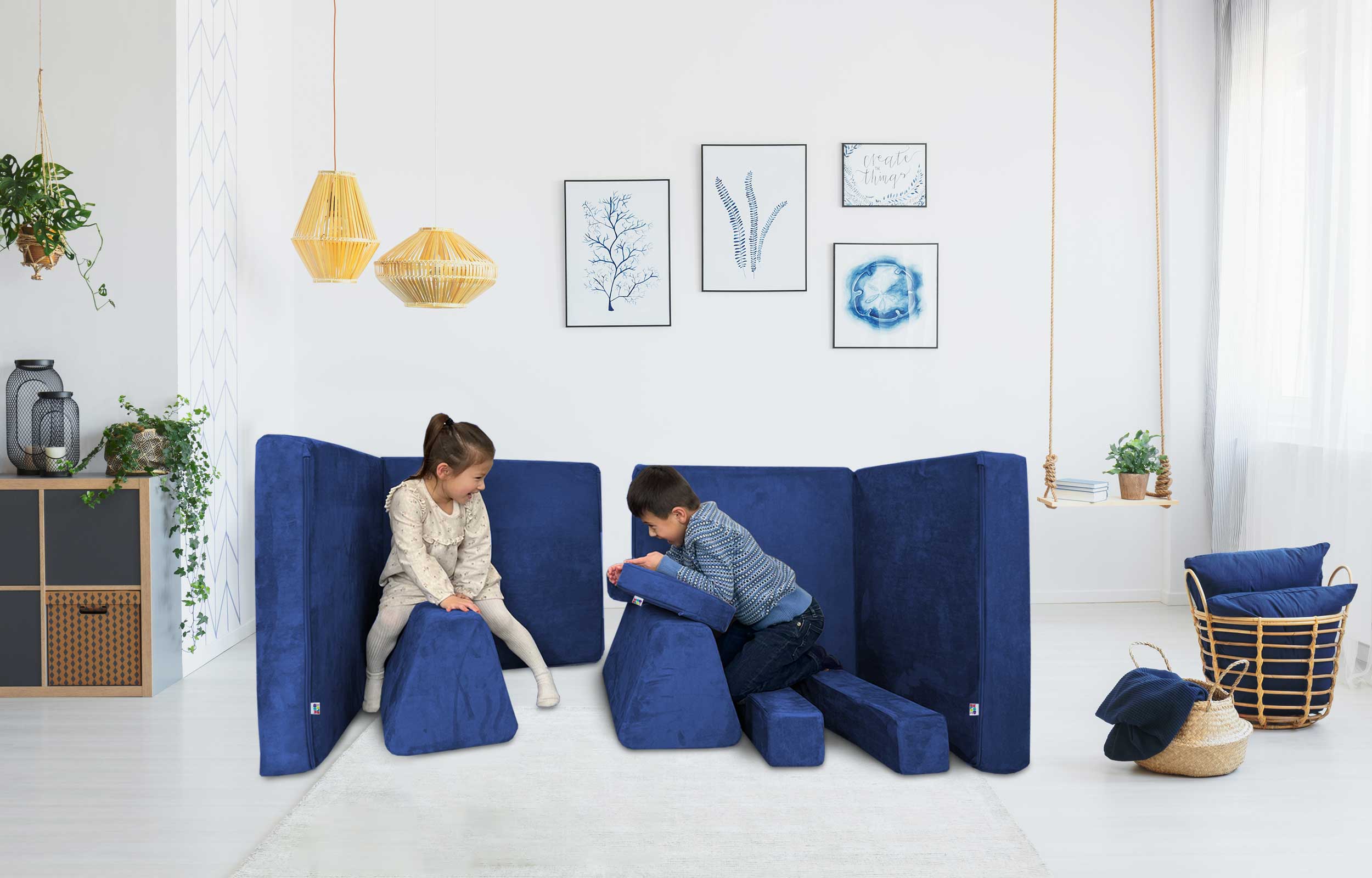 10 Piece Soft Modular Microsuede Foam Kids Play Couch - Image 46