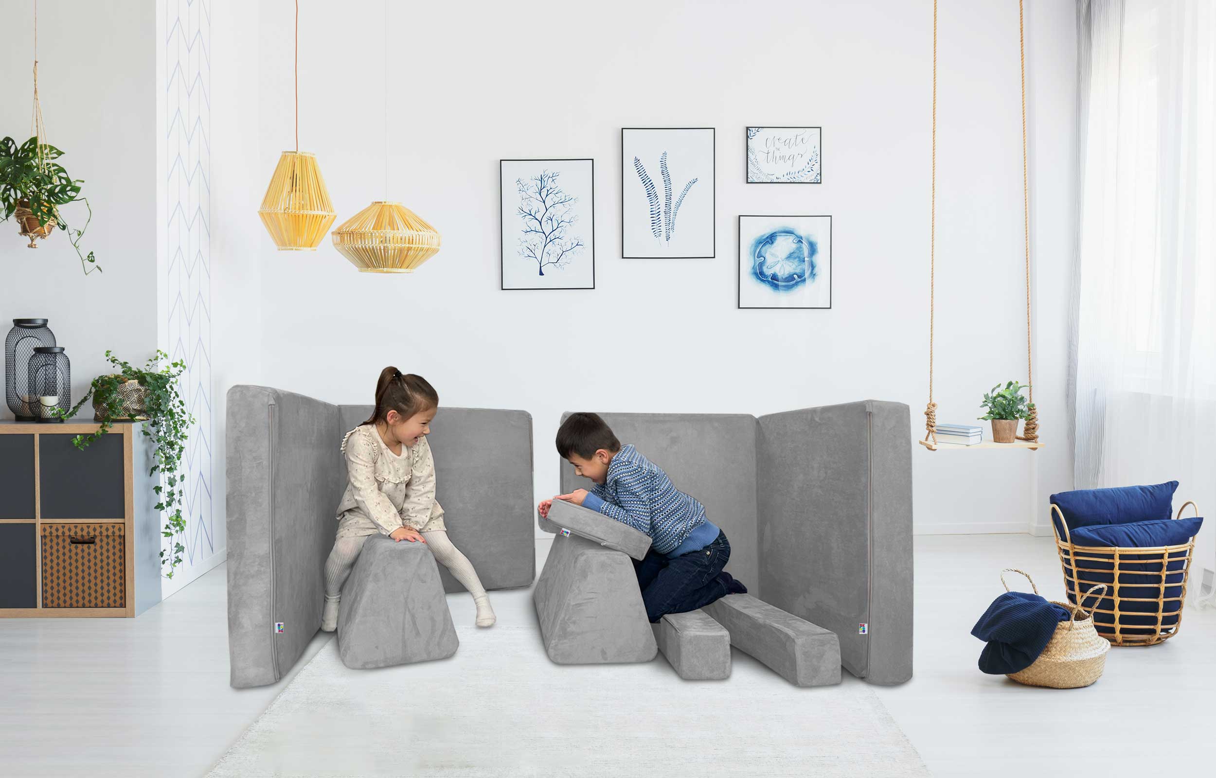 10 Piece Soft Modular Microsuede Foam Kids Play Couch - Image 56