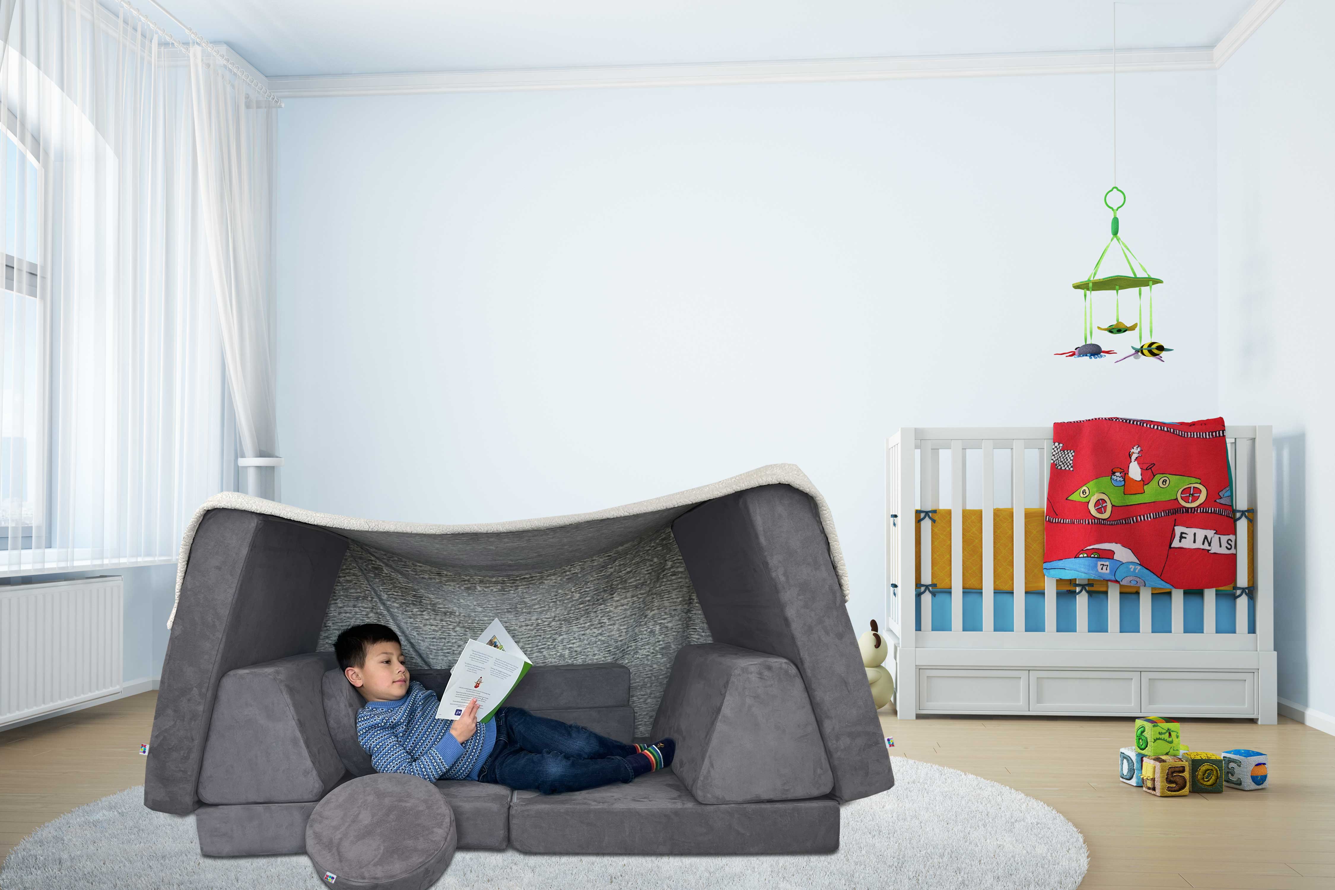 10 Piece Soft Modular Microsuede Foam Kids Play Couch - Image 6