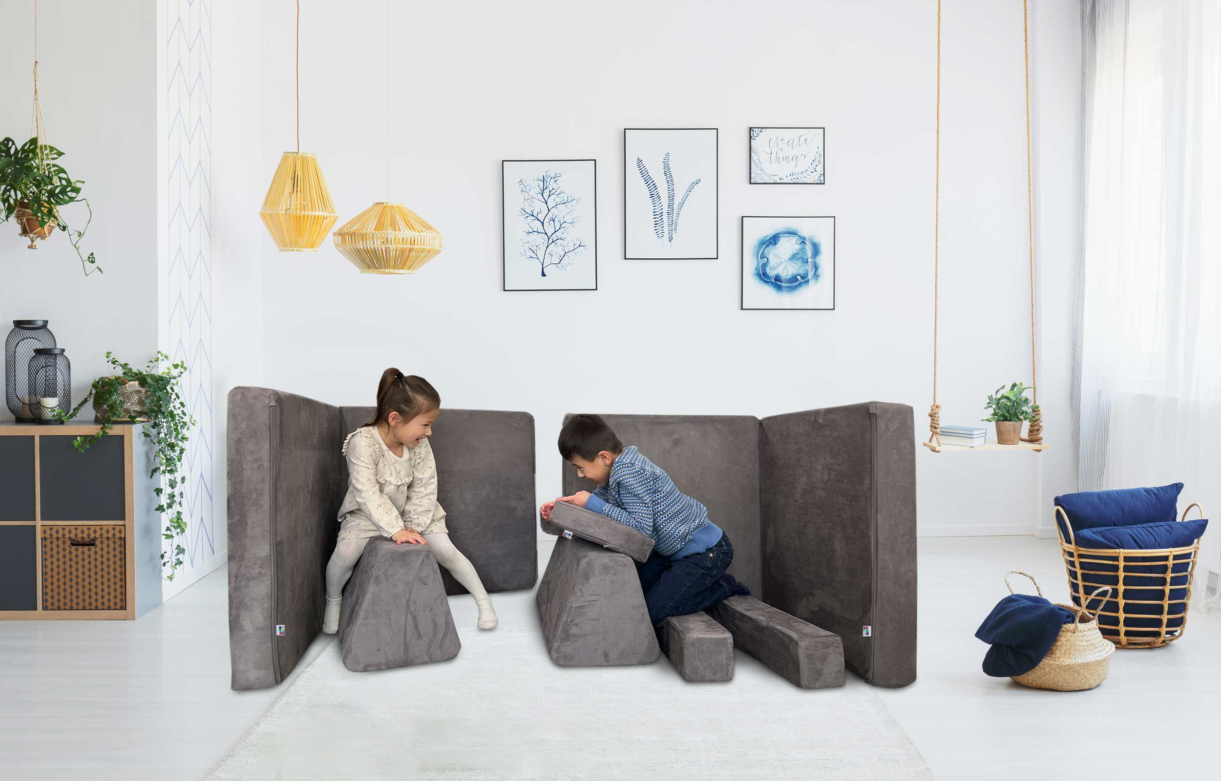 10 Piece Soft Modular Microsuede Foam Kids Play Couch - Image 66