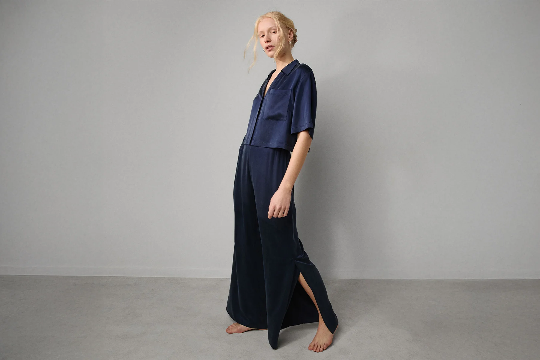 Washable Silk High Rise Pant Set - Image 4